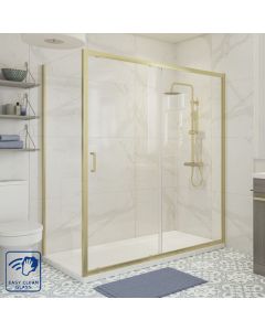 Serene Classic Shower Side Panel 760mm - Brushed Brass