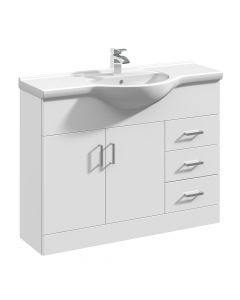 Nuie Mayford 1050mm Basin Unit With Curved Bowl - Gloss White