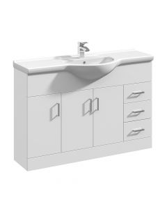 Nuie Mayford 1200mm Basin Unit With Curved Bowl - Gloss White
