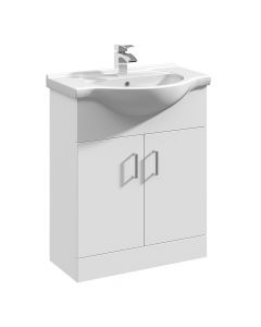 Nuie Mayford 650mm Basin Unit With Curved Bowl - Gloss White