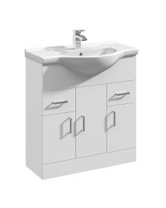 Nuie Mayford 750mm Basin Unit With Curved Bowl - Gloss White