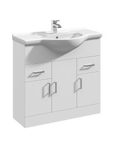 Nuie Mayford 850mm Basin Unit With Curved Bowl - Gloss White