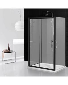 Aqua i 3 Sided Shower Enclosure - 1400mm Sliding Door and 900mm Side Panels - Matt Black
