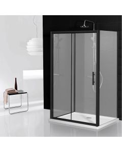 Aqua i 3 Sided Shower Enclosure - 1400mm Sliding Door and 760mm Side Panels - Matt Black