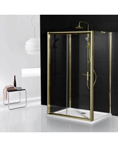 Aqua i 3 Sided Shower Enclosure - 1200mm Sliding Door and 800mm Side Panels - Brushed Brass