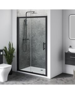 Aqua i 6 Black Single Sliding Shower Door 1000mm x 1900mm High