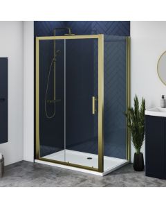 Aqua i 6 Brushed Brass Shower Side Panel 760mm x 1900mm High