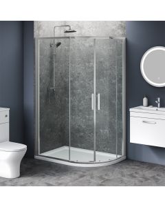 1200mm x 800mm Double Door Offset Quadrant Shower Enclosure and Shower Tray (Includes Free Shower Tray Waste)