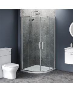 1000mm x 1000mm Double Door Quadrant Shower Enclosure and Shower Tray (Includes Free Shower Tray Waste)