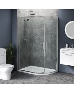 1000mm x 700mm Double Door Offset Quadrant Shower Enclosure and Shower Tray (Includes Free Shower Tray Waste)