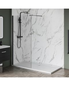 1600mm x 800mm Black Wetroom Shower Screens Shower Enclosure and Shower Tray (Includes Free Shower Tray Waste)