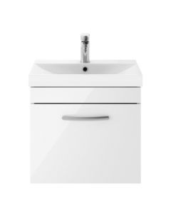 Nuie Athena 500mm Wall Hung Cabinet & Thin-Edge Basin - White Gloss