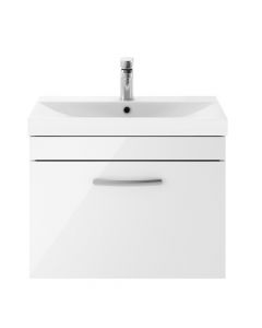 Nuie Athena 600mm Wall Hung Cabinet & Thin-Edge Basin - Gloss White