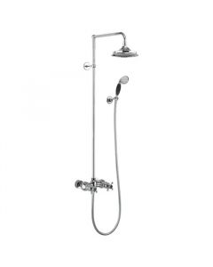 Burlington Eden Two Outlet Thermostatic Shower Mixer with Riser Rail Kit & 9 Inch Fixed Head - Chrome / Black