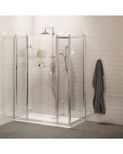 Burlington Hinged Shower Door 800mm with 800mm Side Panel & Inline Panel 200mm - Chrome