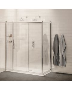 Burlington Sliding Shower Door & Side Panel 1100mm x 900mm - Chrome