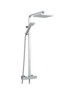 Cubex Square Thermostatic Bar Shower with Square Fixed Head and Rigid Riser Rail