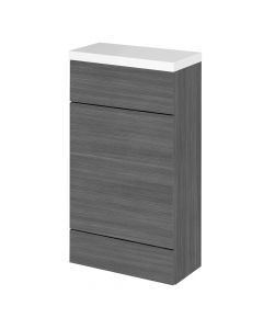 Hudson Reed Fusion Slimline 600mm WC Unit & WC Top - Anthracite Woodgrain