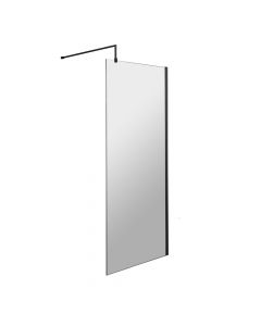 Hudson Reed 8mm Wetroom Screen with Support Bar 700mm - Black