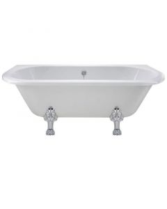 Hudson Reed Kenton Back to Wall Double Ended Freestanding Bath 1700mm x 745mm with Pride Legs