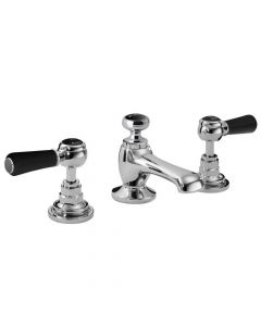 Hudson Reed Topaz Hexagonal Black Lever 3TH Basin Mixer with Pop-up Waste - Chrome
