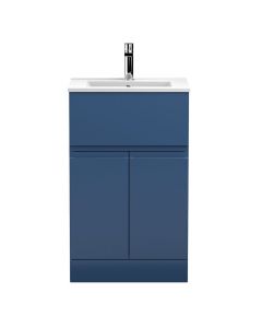 Hudson Reed Urban 500mm Freestanding 2 Door & 1 Drawer Vanity Unit with Minimalist Basin - Satin Blue