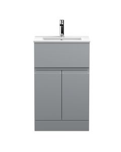 Hudson Reed Urban 500mm Freestanding 2 Door & 1 Drawer Vanity Unit with Minimalist Basin - Satin Grey