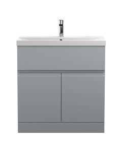 Hudson Reed Urban 800mm Freestanding 2 Door & 1 Drawer Vanity Unit with Thin Edge Basin - Satin Grey