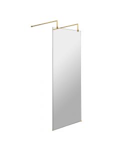 Hudson Reed Walk-In 8mm Wetroom Screen with Support Arms & Feet 700mm - Brushed Brass
