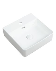 Kartell Essential 420mm 1 Tap Hole Square Countertop Basin - White