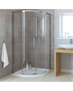 Lakes Classic Low Threshold Silver Double Door Offset Quadrant Enclosure 1200mm x 800mm - Right Hand