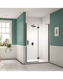 Merlyn Black Hinge and Inline Shower Door 900mm - In Recess