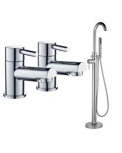 Noveua Clapham Pair of Basin Taps & Freestanding Bath Shower Mixer Tap Set