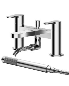 Nuie Arvan Deck Mounted Bath Shower Mixer with Kit - Chrome