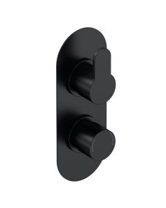 Nuie Arvan Concealed Twin Thermostatic Shower Valve - Black