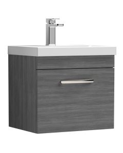 Nuie Athena 600mm Wall Hung Cabinet & Thin-Edge Basin - Anthracite Woodgrain