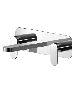 Nuie Binsey Wall Mounted 3 Tap Hole Basin Mixer with Plate - Chrome