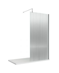 Nuie Fluted Fixed Wetroom Screen with Support Bar 900mm - Chrome