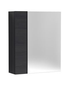 Hudson Reed Fusion 600mm Mirror Cabinet Unit 75/25 - Charcoal Black Woodgrain