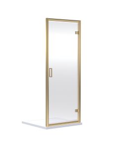 Nuie Rene Hinged Shower Door 760mm - Brushed Brass