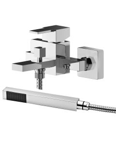 Nuie Sanford Wall Mounted Bath Shower Mixer with Kit - Chrome