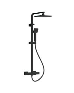 Nuie Square Thermostatic Shower Mixer with Handset & Fixed Head - Matt Black