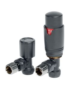 Roma Pair TRV Angled Radiator Valves - Anthracite