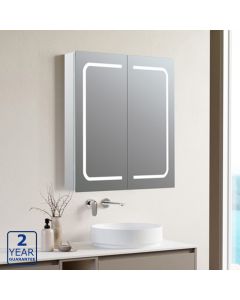 Serene Fleur 600mm x 700mm 2 Door LED Mirrored Cabinet with Infrared Sensor & Shaver Socket