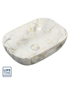 Serene Thornton 460mm Ceramic Washbowl - White Marble Effect