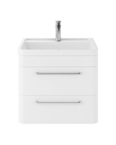 Hudson Reed Solar 600mm Wall Hung Cabinet & Basin - Pure White

