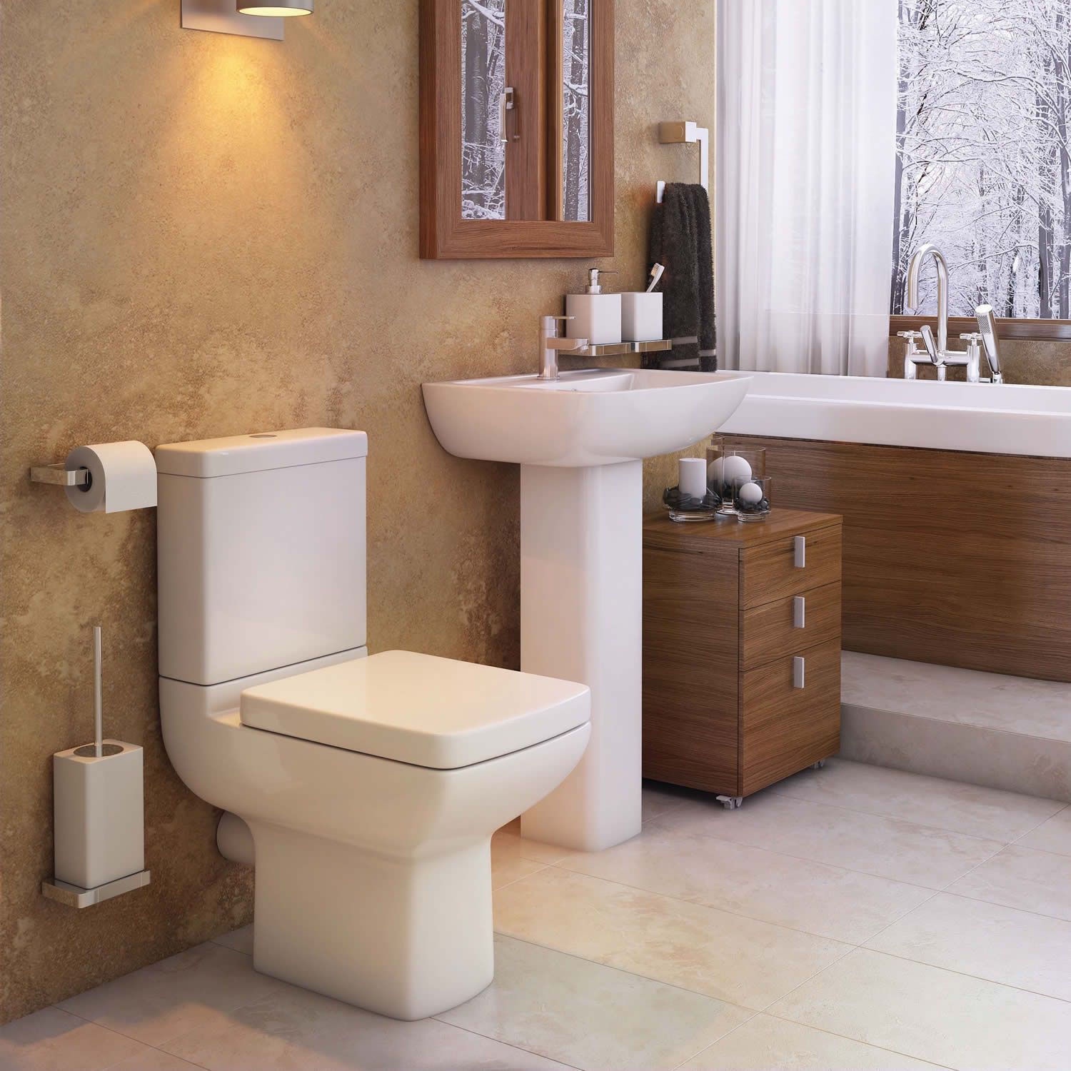 Pan & Soft Close Seat White Square Kartell Pure Close Coupled WC Toilet Cistern 