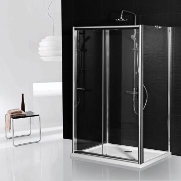 Azzio 3 Sided Shower Enclosure - 1400mm Sliding Door and 760mm Side Panels