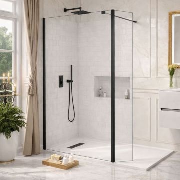 Azzio 8 Wetroom Return Panel 300mm x 2000mm - Matt Black