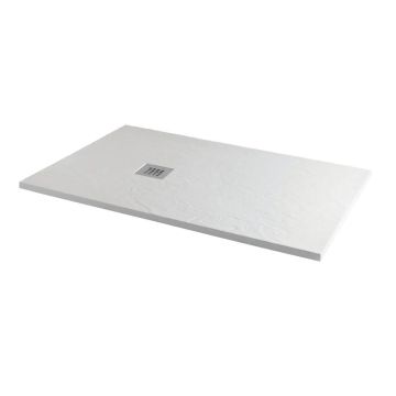 MX Minerals Slate Effect Rectangular Shower Tray 1700mm x 800mm - Ice White